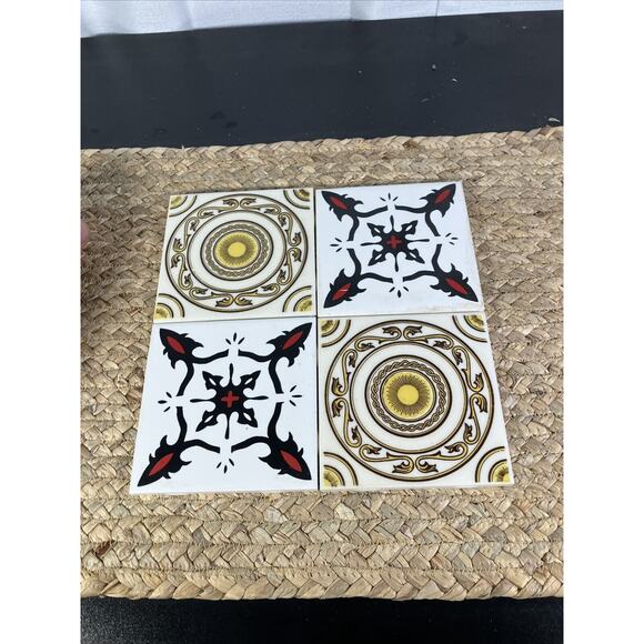 VTG Mexican tile in yellow and brown And Red And‎ Black - Picture 1 of 9